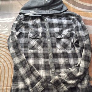 Empyer Gray and White Flannel Hoodie